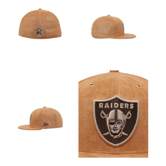 Las Vegas Oakland Raiders 59FIFTY Fitted Hat Cap Wheat Suede Pack - Picture 12 of 13